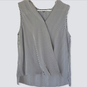 NWOT | Adrianna Papell | Women's Sleeveless Black & White Striped Blouse | Med